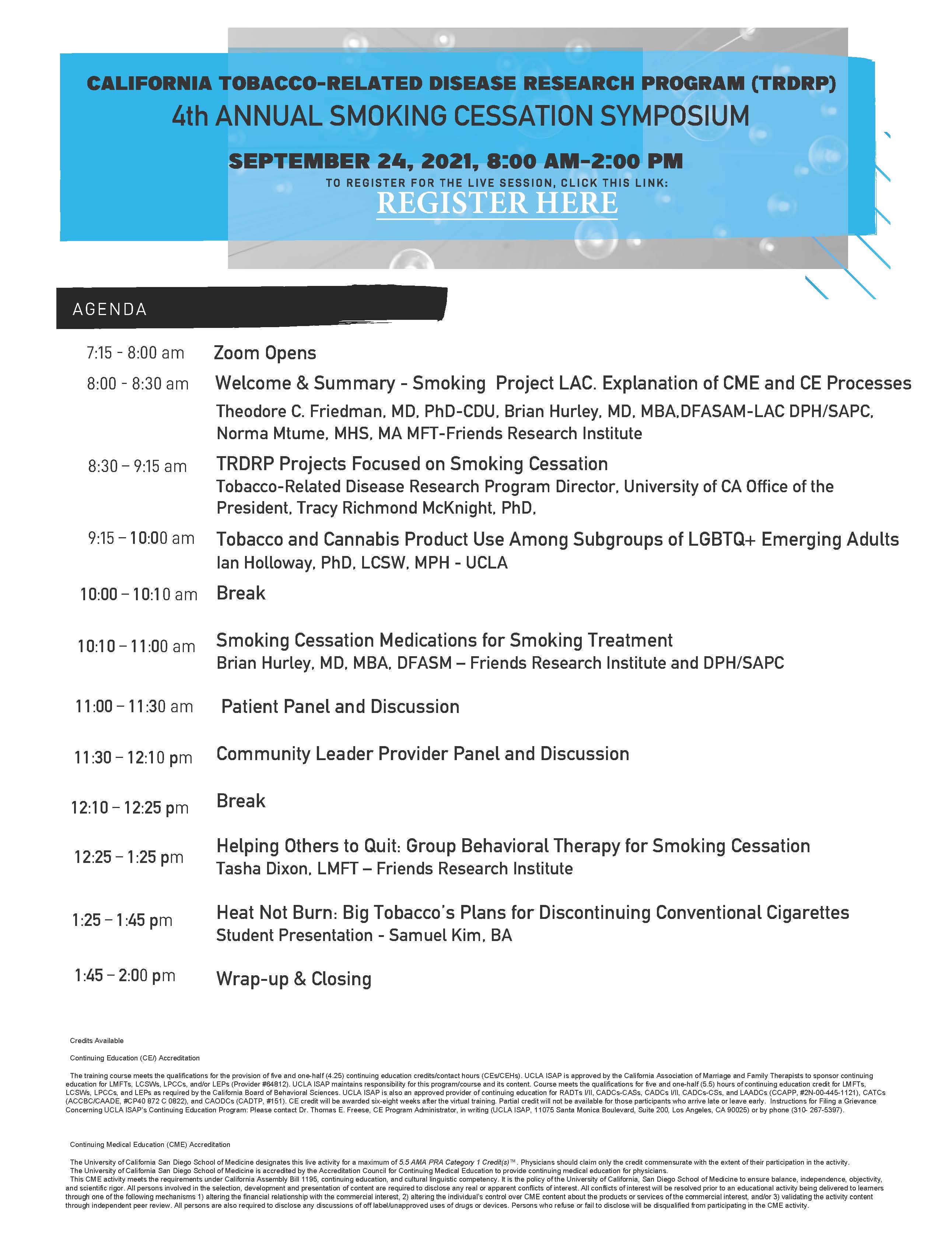 Agenda for the 4th annual smoking cessation symposium