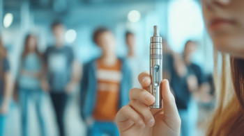 teenage girl holding a vape